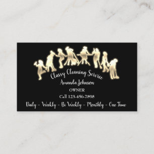 Classy Cleaning Services Gold Logo Maid Black Neon Visitenkarte
