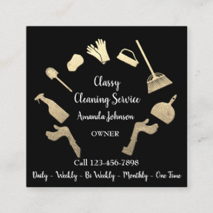 Classy Cleaning Services Gold Logo Maid Black Vip Quadratische Visitenkarte