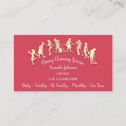 Classy Cleaning Services Gold Logo Maid Candy Visitenkarte (Vorderseite)