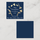 Classy Cleaning Services Gold Logo Maid House Blue Quadratische Visitenkarte (Vorne/Hinten)