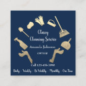 Classy Cleaning Services Gold Logo Maid House Blue Quadratische Visitenkarte (Vorderseite)