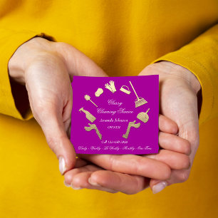 Classy Cleaning Services Gold Logo Maid House Pink Quadratische Visitenkarte