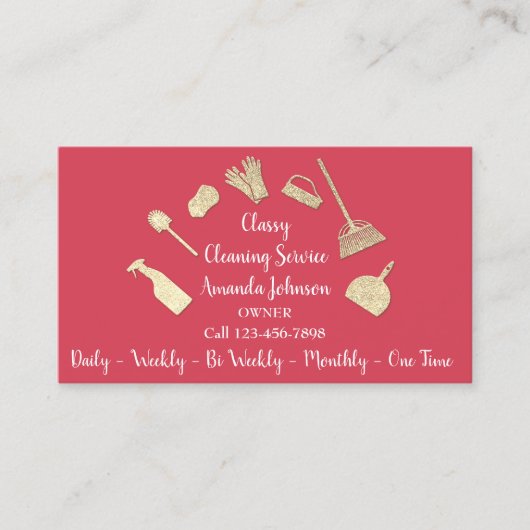 Classy Cleaning Services Gold Logo Maid Klasse Visitenkarte (Vorderseite)