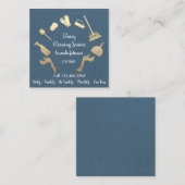 Classy Cleaning Services Gold Logo Maid Kraft Blue Quadratische Visitenkarte (Vorne/Hinten)