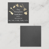 Classy Cleaning Services Gold Logo Maid Kraft Gray Quadratische Visitenkarte (Vorne/Hinten)