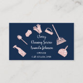 Classy Cleaning Services Gold Logo Maid Rosa Blau Visitenkarte (Vorderseite)