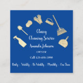 Classy Cleaning Services Gold Logo Maid Royal Blue Quadratische Visitenkarte (Vorderseite)