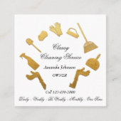Classy Cleaning Services Golden Logo Maid House Quadratische Visitenkarte (Vorderseite)