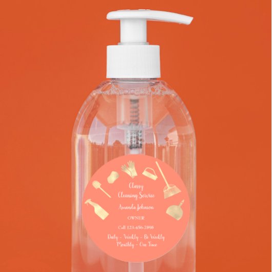 Classy Cleaning Services Office Maid Gold Coral Runder Aufkleber
