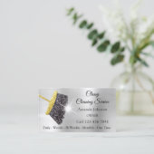 Classy Cleaning Services Silver Gold Glitzer Black Visitenkarte (Stehend Vorderseite)