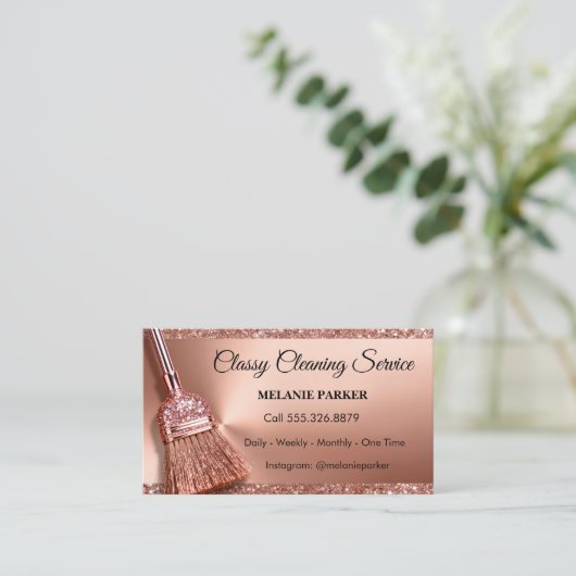 Classy Cleaning Services Visitenkarte (Stehend Vorderseite)