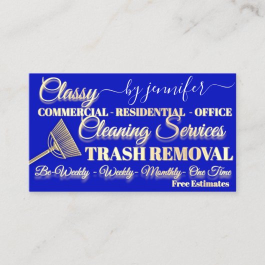 Classy Cleaning Trash Removal Maid Gold Logo QR Visitenkarte (Vorderseite)