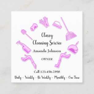 Classy Clearing House Logo Maid Glam Weiß Quadratische Visitenkarte