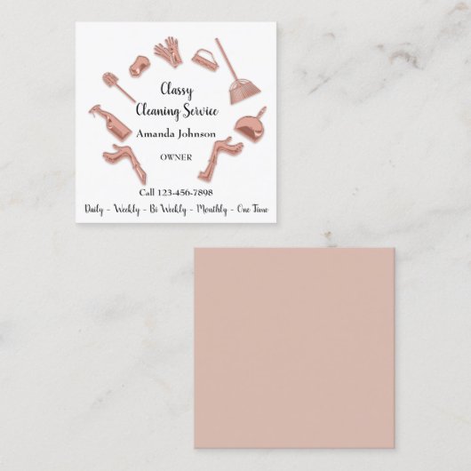 Classy Clearing Service Gold Logo Haushaltshilfe G Quadratische Visitenkarte (Vorne/Hinten)