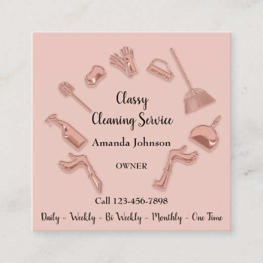 Classy Clearing Service Gold-Logo Haushaltshilfe H Quadratische Visitenkarte (Vorderseite)