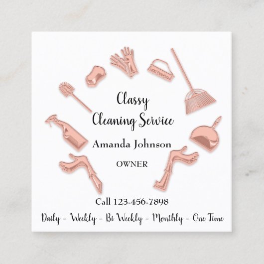 Classy Clearing Service Gold Logo Maid House Coppe Quadratische Visitenkarte (Vorderseite)
