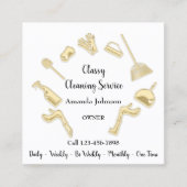 Classy Clearing Service House Logo Maid Gold Weiß Quadratische Visitenkarte (Vorderseite)