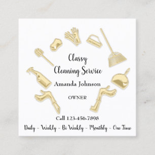 Classy Clearing Service House Logo Maid Gold Weiß Quadratische Visitenkarte