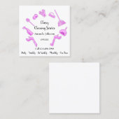 Classy Clearing Service House Logo Maid Pink White Quadratische Visitenkarte (Vorne/Hinten)