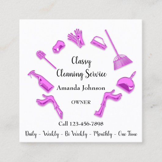 Classy Clearing Service House Logo übers Ofen Rosa Quadratische Visitenkarte (Vorderseite)