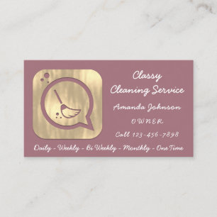 Classy Clearing Service Maid Gold Groom Logo Rose Visitenkarte