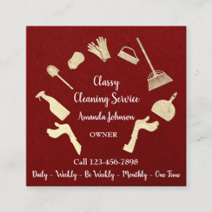 Classy Clearing Services Gold Logo Maid Kraft Rot Quadratische Visitenkarte