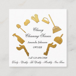 Classy Clearing Services Goldenes Logo Maid House Quadratische Visitenkarte
