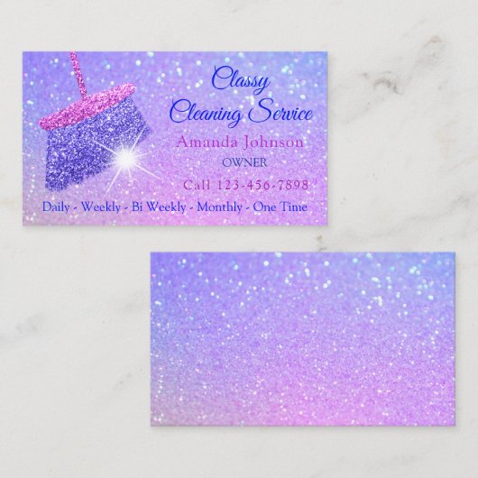 Classy Clearing Services Holograph Blue Glitzer Visitenkarte (Vorne/Hinten)