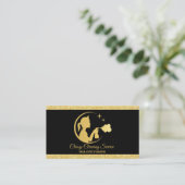 Classy Clearing-Services-Logo "Maid gold" Visitenkarte (Stehend Vorderseite)