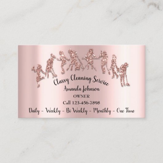 Classy Clearing Services Logo Maid Rose Glitzer Visitenkarte (Vorderseite)