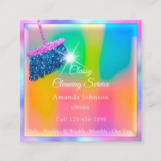 Classy Clearing Services Ombre Pink Gold Glitzer Quadratische Visitenkarte (Vorderseite)