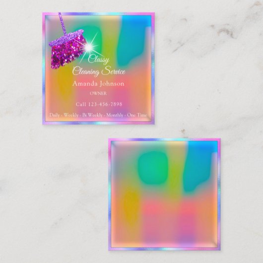Classy Clearing Services Ombre Pink Gold Glitzer Quadratische Visitenkarte (Vorne/Hinten)