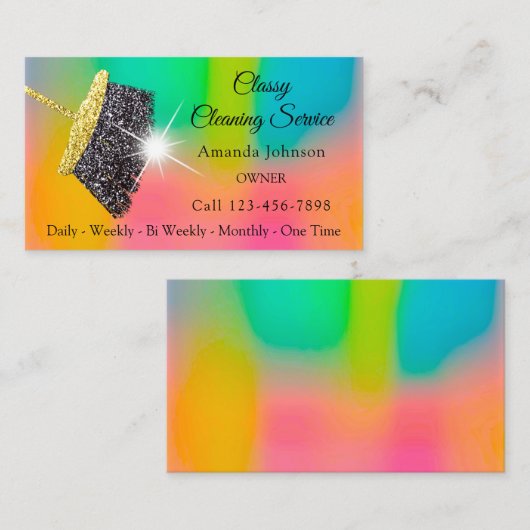 Classy Clearing Services Ombre Pink Gold Glitzer Visitenkarte (Vorne/Hinten)