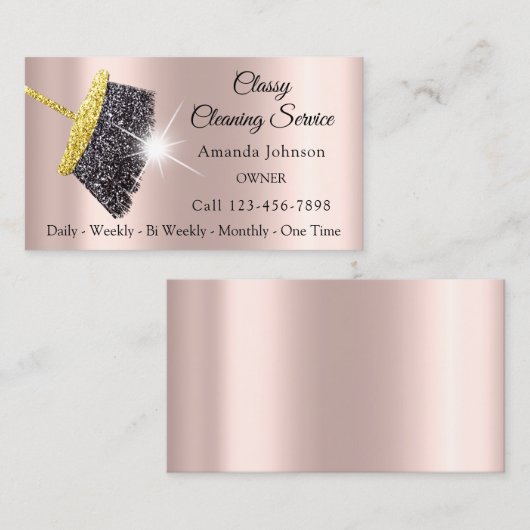 Classy Clearing Services Rose Gold Glitzer Grau Visitenkarte (Vorne/Hinten)
