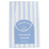 Classy Coastal Blue Stripe Hochzeit Vielen Dank Mittlere Geschenktüte (Vorderseite)