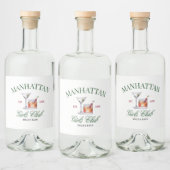 Classy Cocktails Green & Red Girl's Club Alkoholflaschenetikett (Flaschen)