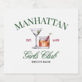 Classy Cocktails Green & Red Girl's Club Alkoholflaschenetikett (Einzelnes Label)