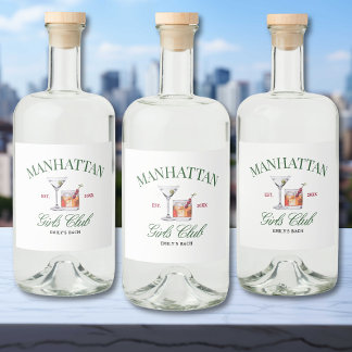 Classy Cocktails Green & Red Girl's Club Alkoholflaschenetikett