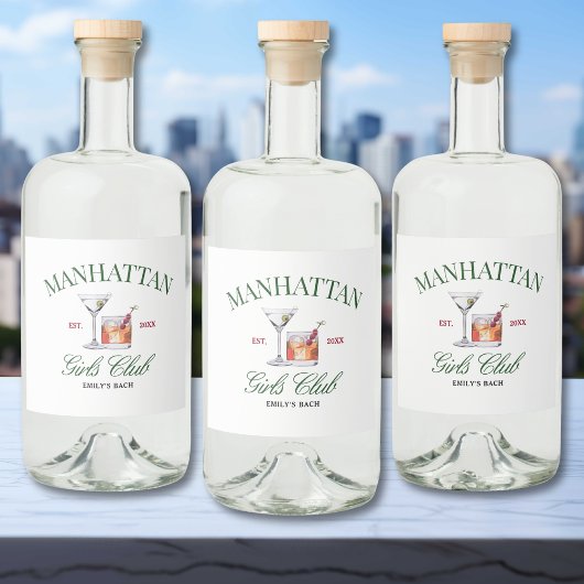 Classy Cocktails Green & Red Girl's Club Alkoholflaschenetikett