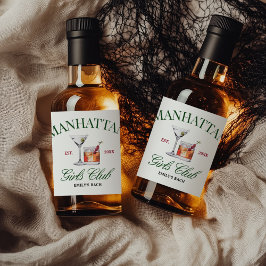 Classy Cocktails Green & Red Girl's Club Alkoholflaschenetikett