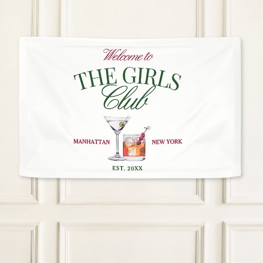 Classy Cocktails Green & Red Girl's Club Banner