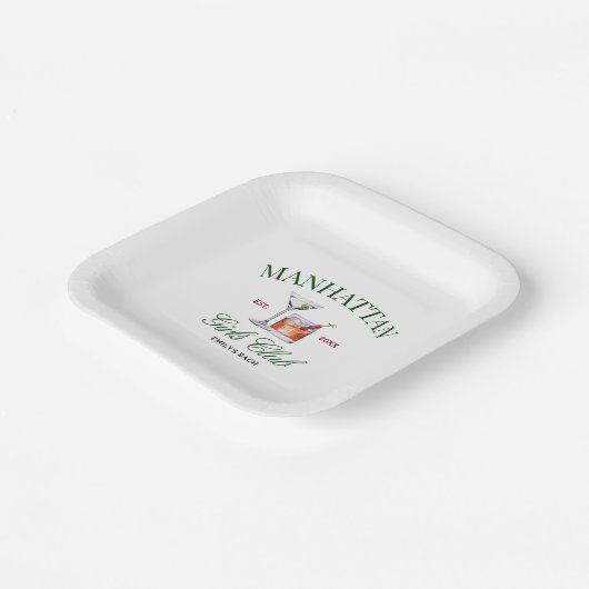 Classy Cocktails Green & Red Girl's Club Pappteller (Gewinkelt)