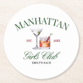 Classy Cocktails Green & Red Girl's Club Runder Pappuntersetzer (Vorderseite)