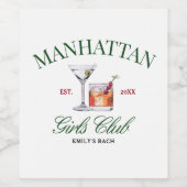 Classy Cocktails Green & Red Girl's Club Weinetikett (Einzelnes Label)