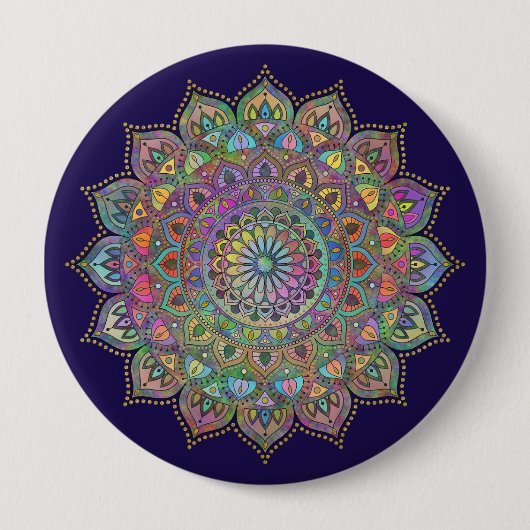 Classy Colorful Mandala India Style 1 Button (Vorderseite)
