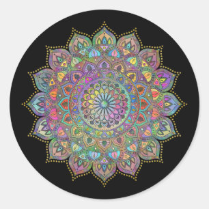 Classy Colorful Mandala India Style 1 Runder Aufkleber