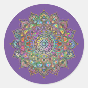 Classy Colorful Mandala India Style 1 Runder Aufkleber