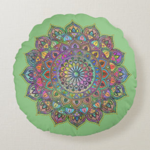 Classy Colorful Mandala India Style 1 Rundes Kissen