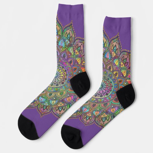 Classy Colorful Mandala India Style 1 Socken (Linkes Detail)