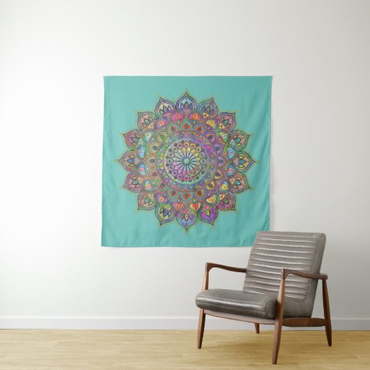 Classy Colorful Mandala India Style 1 Wandteppich (Beispiel (Horizontal))